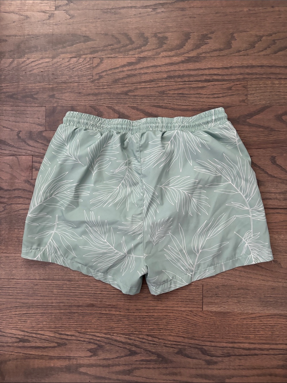Men's Sage Green Leaf Print Swim Trunks - Picture 8 of 11
